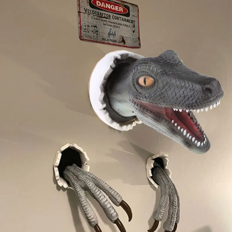 3D Dinosaur Decoration Velociraptor Set Resin Wall Atmosphere Decorative Props 3D Dinosaur Decoration Velociraptor Set Resin Wall Atmosphere Decorative Props