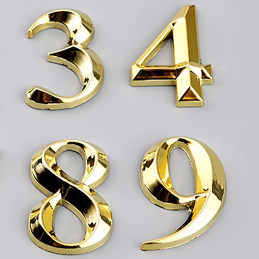 3D Door Number ABS Injection Molding Electroplating Plate Digits 0 To 9 Golden Door Self Adhesive Street Sticker Outdoor 3D Door Number ABS Injection Molding Electroplating Plate Digits 0 To 9 Golden Door Self Adhesive Street Sticker Outdoor