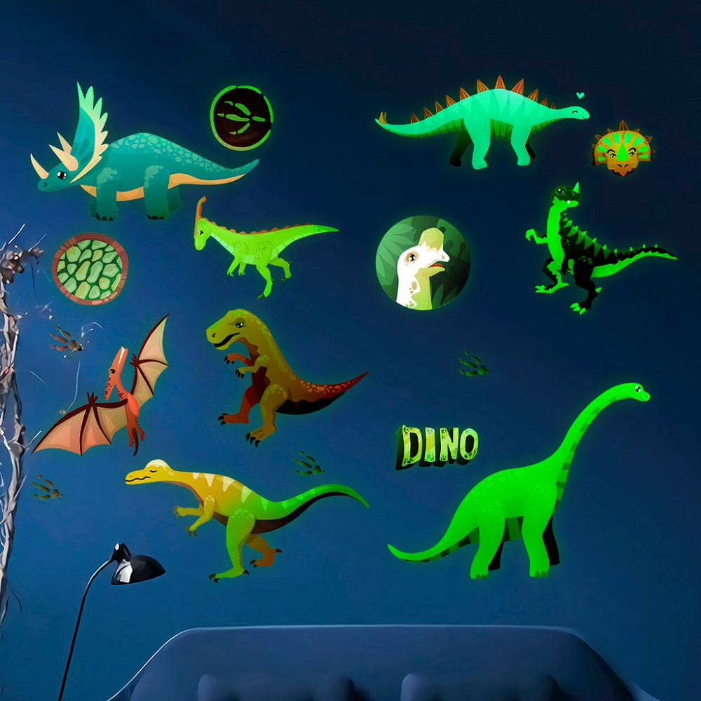 3D Glow In The Dark Dinosaur Stickers (17 pcs)