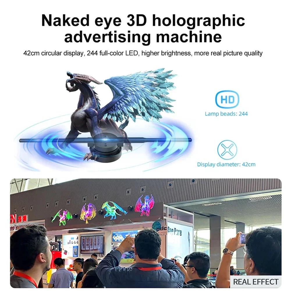 3D Hologram Fan 42CM WiFi 3D Holographic Projector Advertising Display Light HD Holographic Projector for Stores Bars
