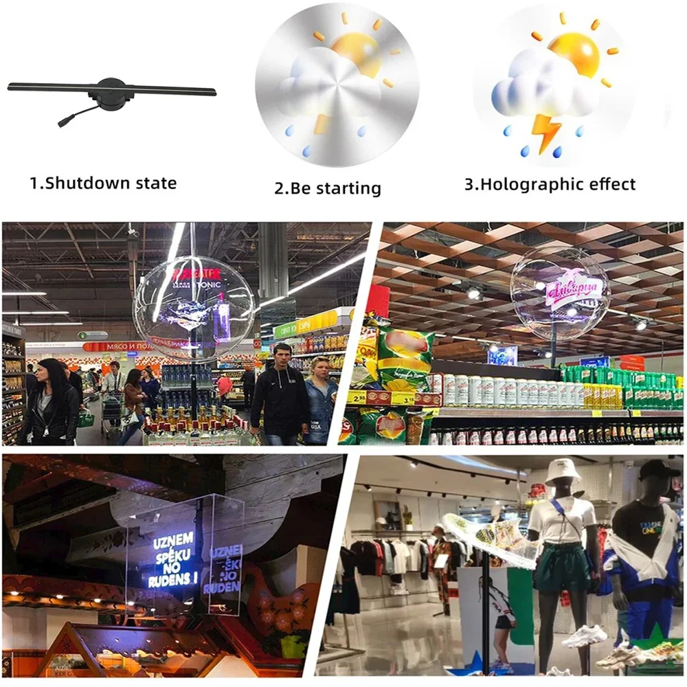 3D Hologram Fan 42CM WiFi 3D Holographic Projector Advertising Display Light HD Holographic Projector for Stores Bars