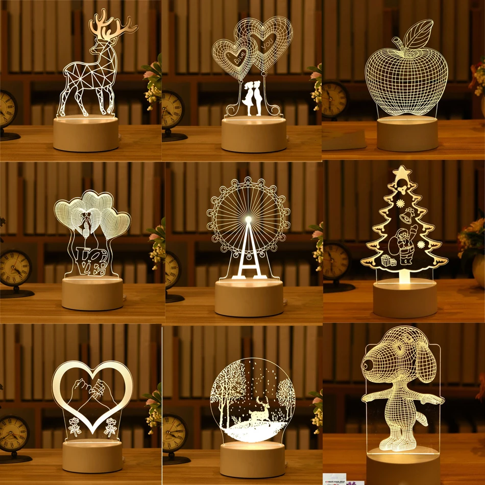 3D Lamp Acrylic USB LED Night Lights Neon Sign Lamp Xmas Christmas Decorations for Home Bedroom Birthday Decor Wedding 3D Lamp Acrylic USB LED Night Lights Neon Sign Lamp Xmas Christmas Decorations for Home Bedroom Birthday Decor Wedding