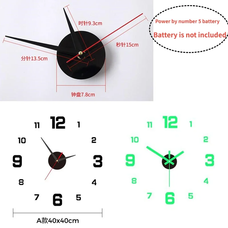 3D Luminous Wall Clock Frameless Acrylic DIY Digital Clock Sticker Wall Clock for Living Room Bedroom Office Wall Decor 3D Luminous Wall Clock Frameless Acrylic DIY Digital Clock Sticker Wall Clock for Living Room Bedroom Office Wall Decor