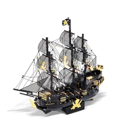 3D Metal Puzzle Model Building Kits Black Pearl DIY Assemble Jigsaw Toy Christmas Birthday Gifts for Adults