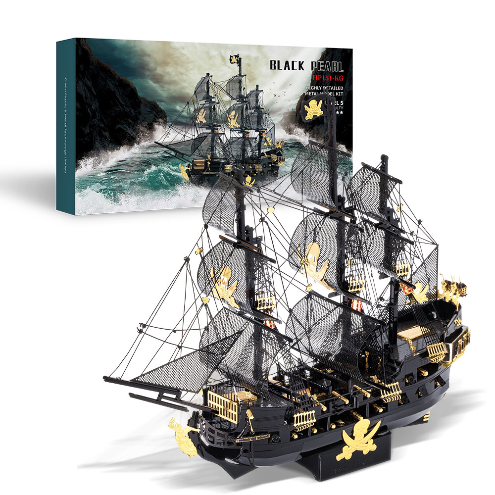 3D Metal Puzzle Model Building Kits Black Pearl DIY Assemble Jigsaw Toy Christmas Birthday Gifts for Adults