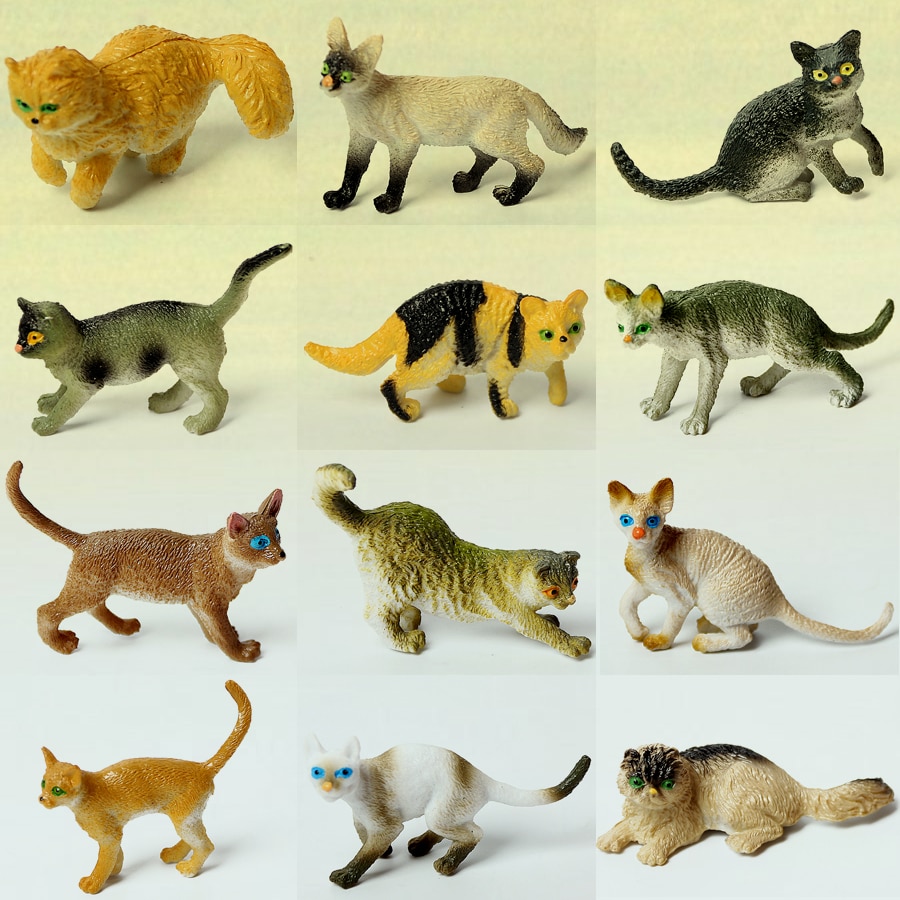 3D Miniature Cat Figurines (12pcs)