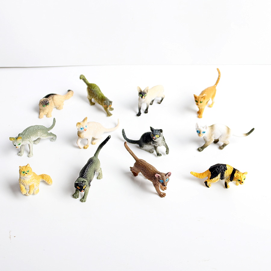 3D Miniature Cat Figurines (12pcs)