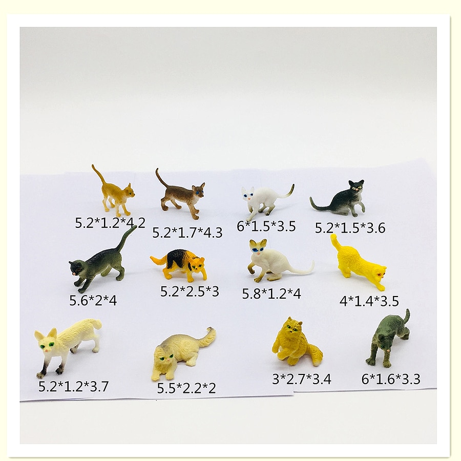 3D Miniature Cat Figurines (12pcs)