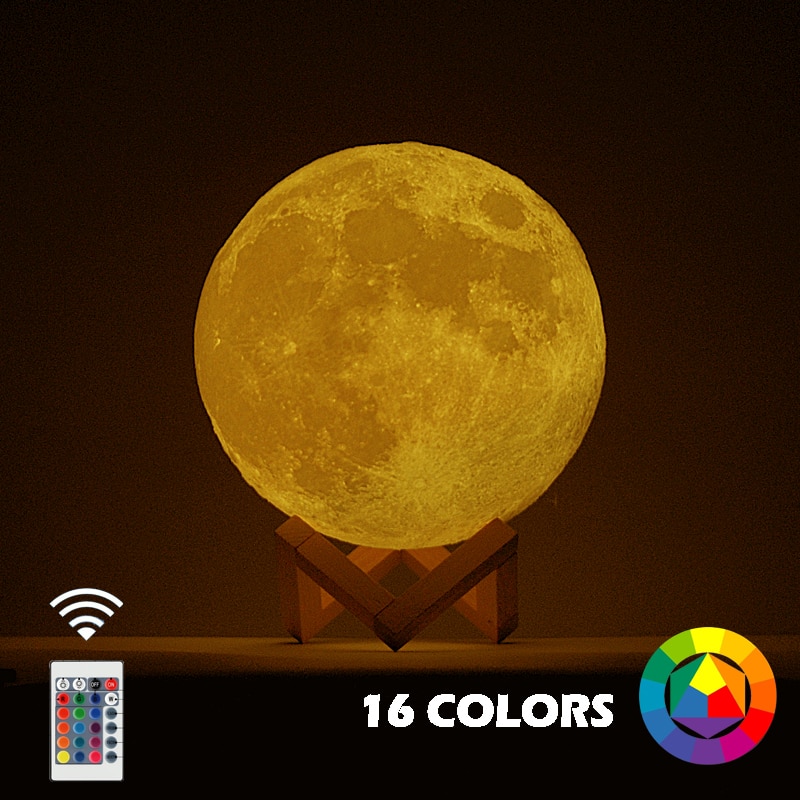 3D Moon Lamp with Wooden Holder 3D Moon Lamp with Wooden Holder