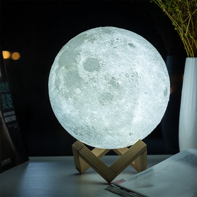 3D Moon Lamp with Wooden Holder 3D Moon Lamp with Wooden Holder