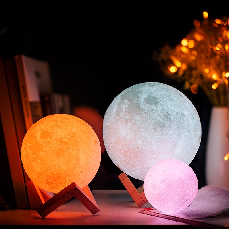 3D Moon Lamp with Wooden Holder 3D Moon Lamp with Wooden Holder