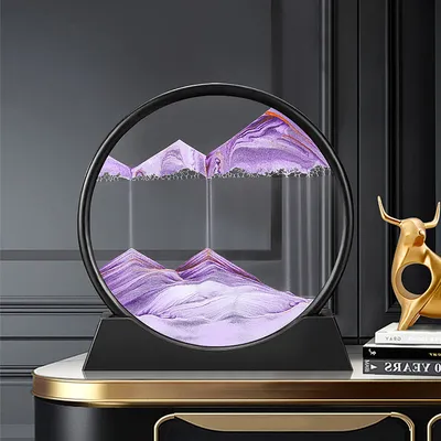 3D Moving Sand Art Picture Round Glass Deep Sea Sandscape Hourglass Quicksand Craft Flowing Sand Painting Office Home