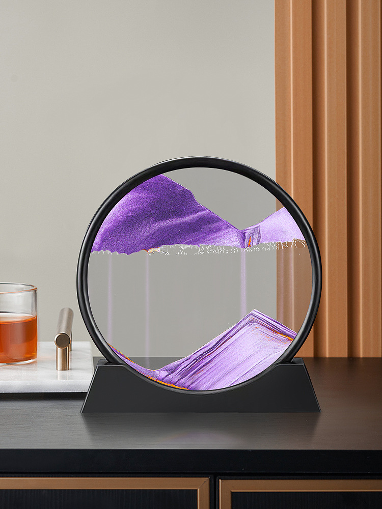 3D Moving Sand Art Picture Round Glass Deep Sea Sandscape Hourglass Quicksand Craft Flowing Sand Painting Office Home