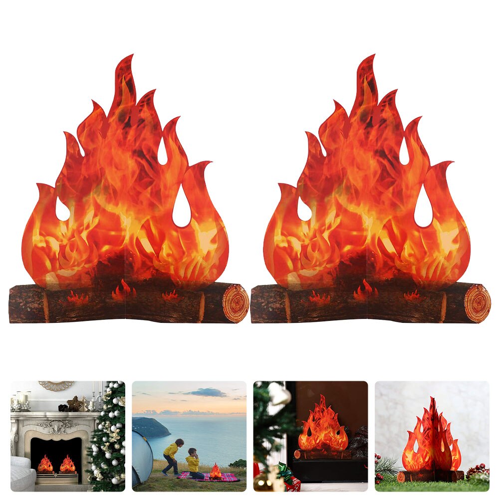 3D Paper Pop-Up Fake Campfire (2pcs)