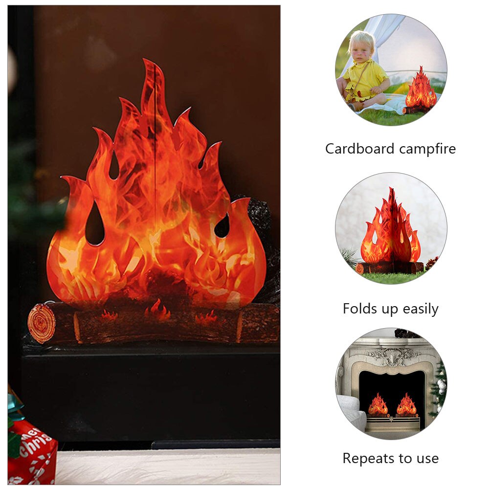 3D Paper Pop-Up Fake Campfire (2pcs)