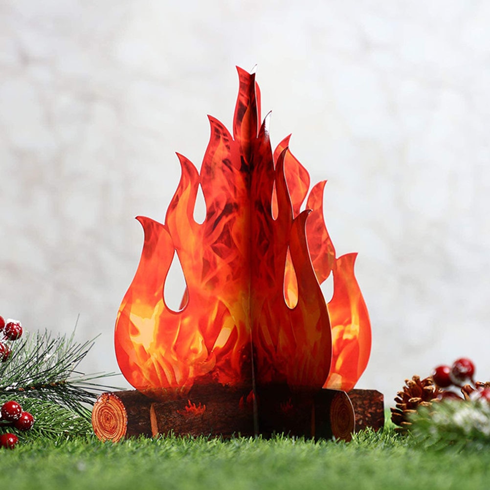 3D Paper Pop-Up Fake Campfire (2pcs)