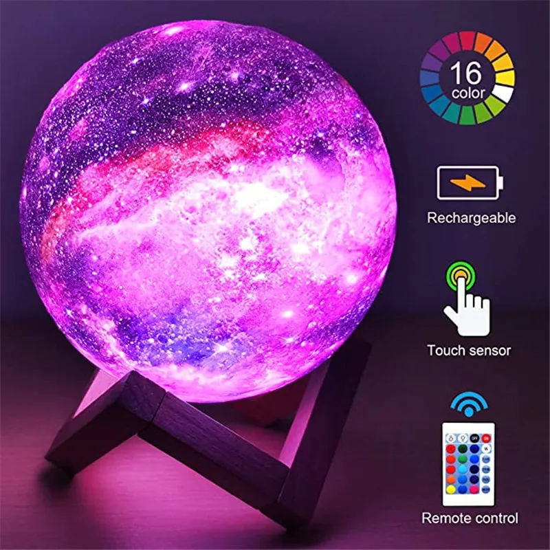 3D Print Moon Lamp 16 colors Remote LED Night Light Rechargeable Atmosphere NightLight Indoor Room Bedroom Decor 3D Print Moon Lamp 16 colors Remote LED Night Light Rechargeable Atmosphere NightLight Indoor Room Bedroom Decor