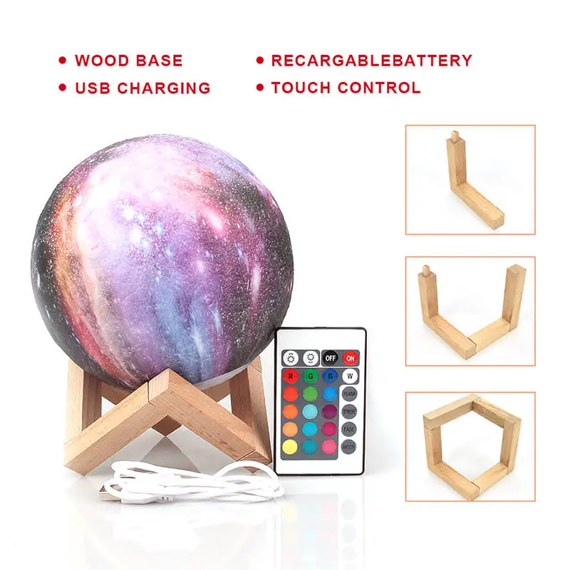 3D Print Moon Lamp 16 colors Remote LED Night Light Rechargeable Atmosphere NightLight Indoor Room Bedroom Decor 3D Print Moon Lamp 16 colors Remote LED Night Light Rechargeable Atmosphere NightLight Indoor Room Bedroom Decor