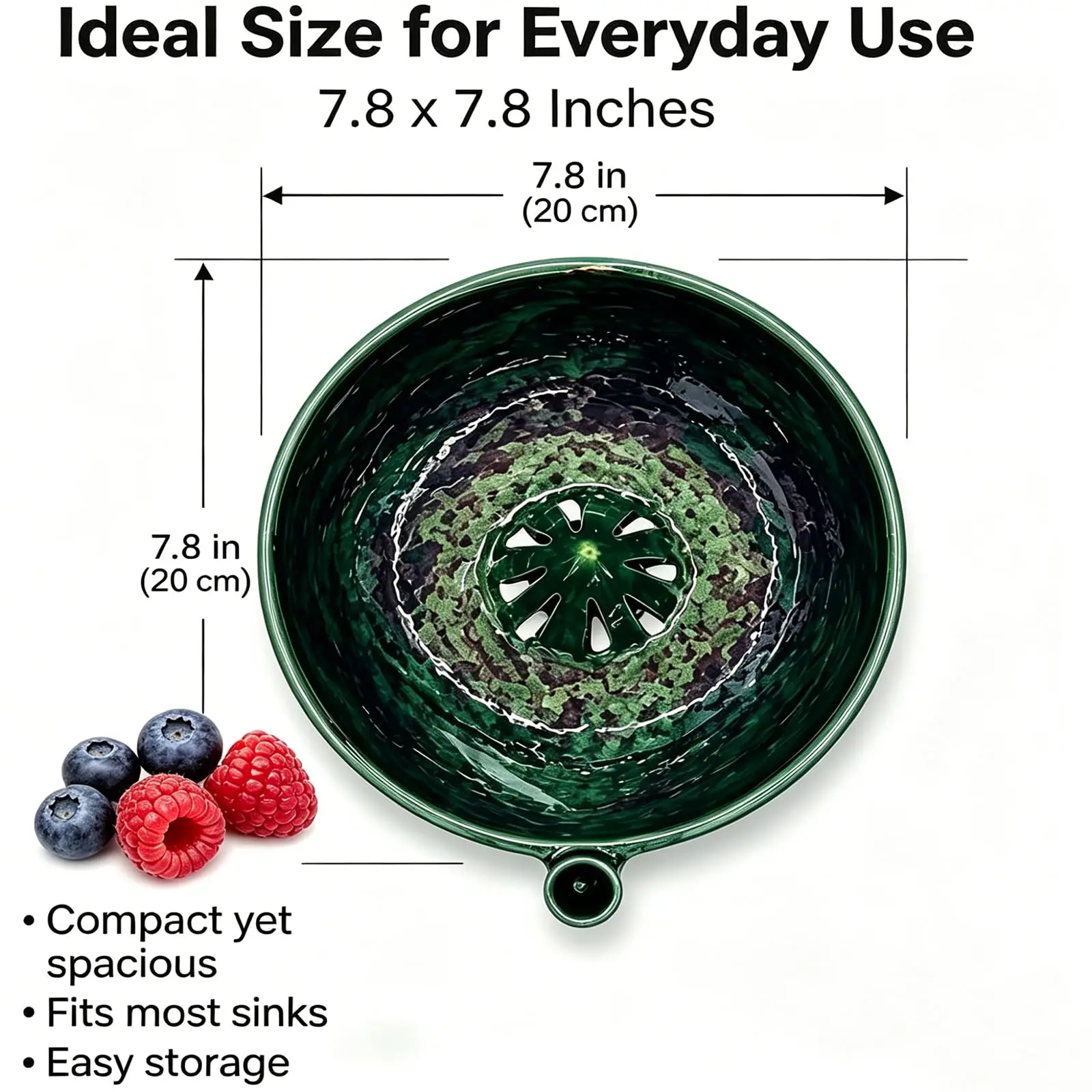 3D Printed Self Spinning Berry Washing Bowl with Drain Holes, 360° Fruit & Vegetable Washer Colander 3D Printed Self Spinning Berry Washing Bowl with Drain Holes, 360° Fruit & Vegetable Washer Colander