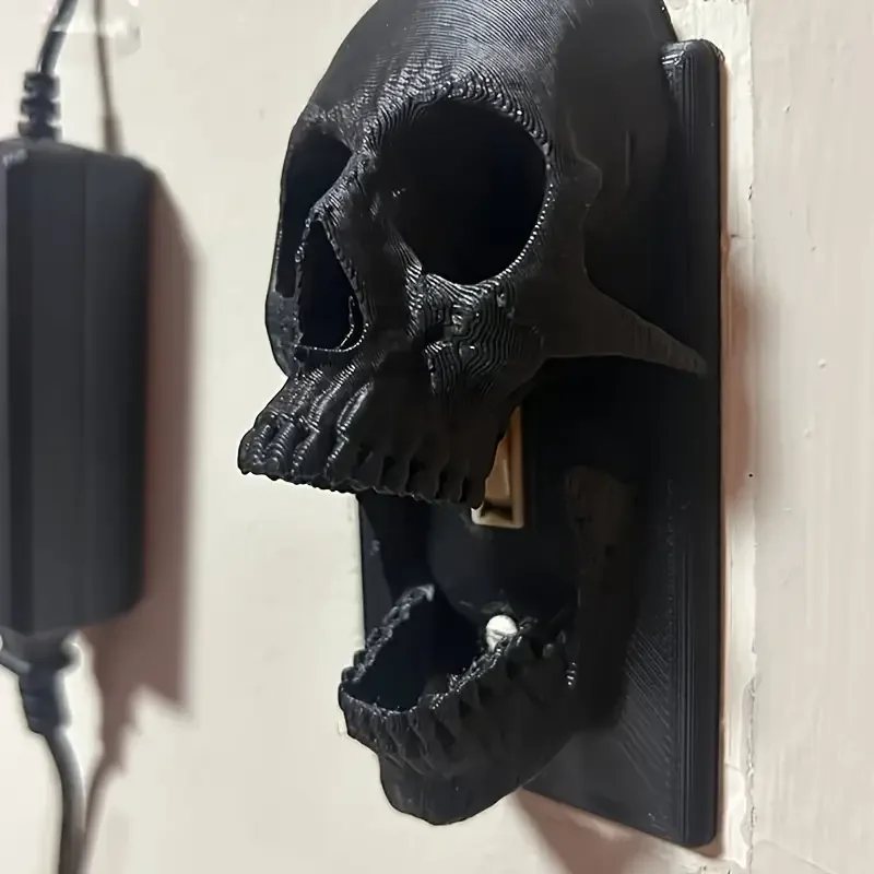 3D Printed Skull Light Switch Cover – Skull Wall Control Panel, Easy To Screw in Installation, Gothic and Halloween