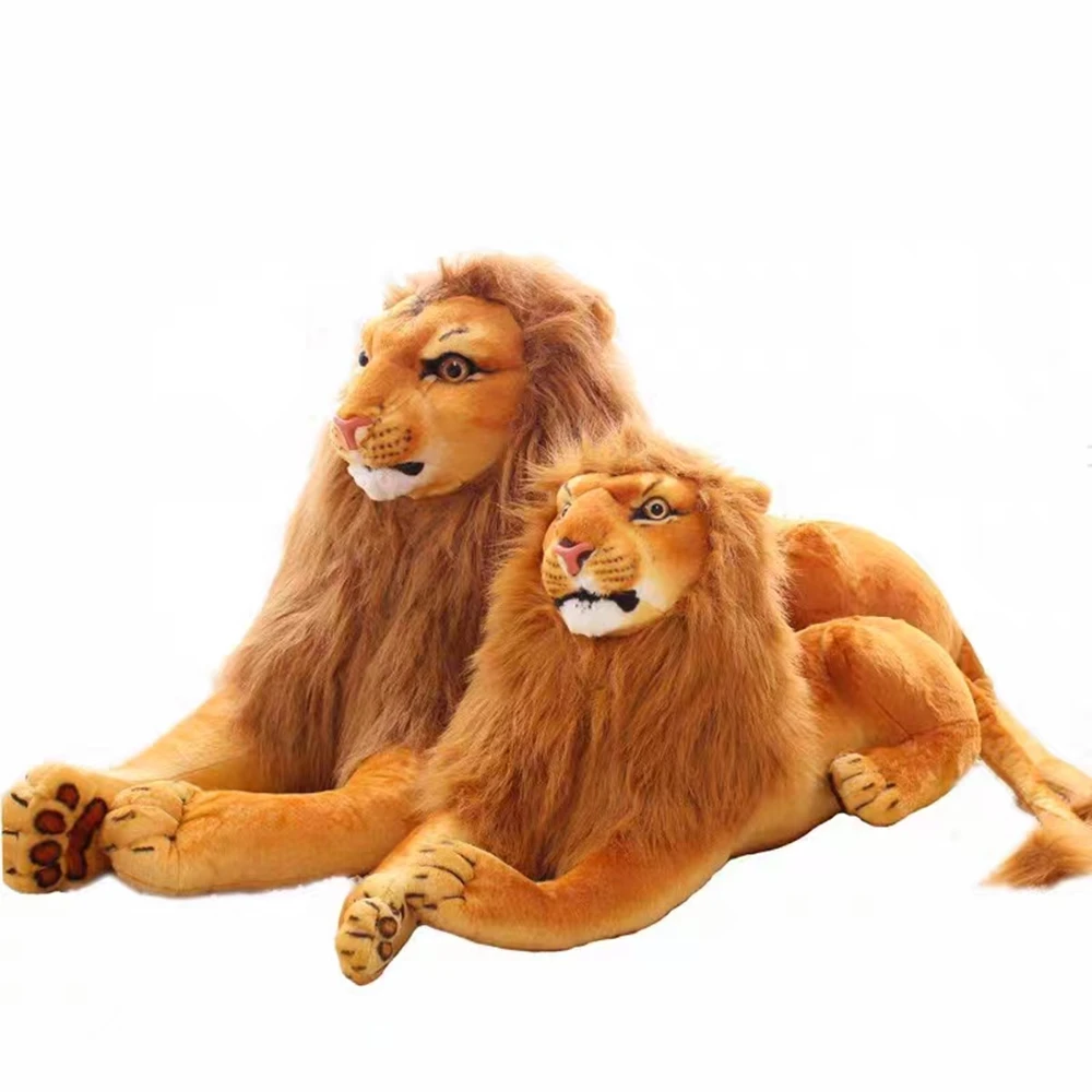3D Simulation Lion Plush Toys Stuffed Animal Doll Huggable Kids Toy Christmas Halloween Birthday Gift For Children Home