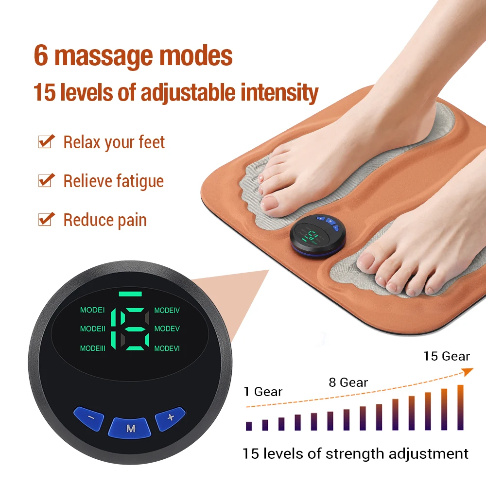 3D Smart Foot Massage Pad Feet Massager 6 Modes 15 LevelsImprove Blood Circulation Relax Muscles Slim Legs Rechargeable