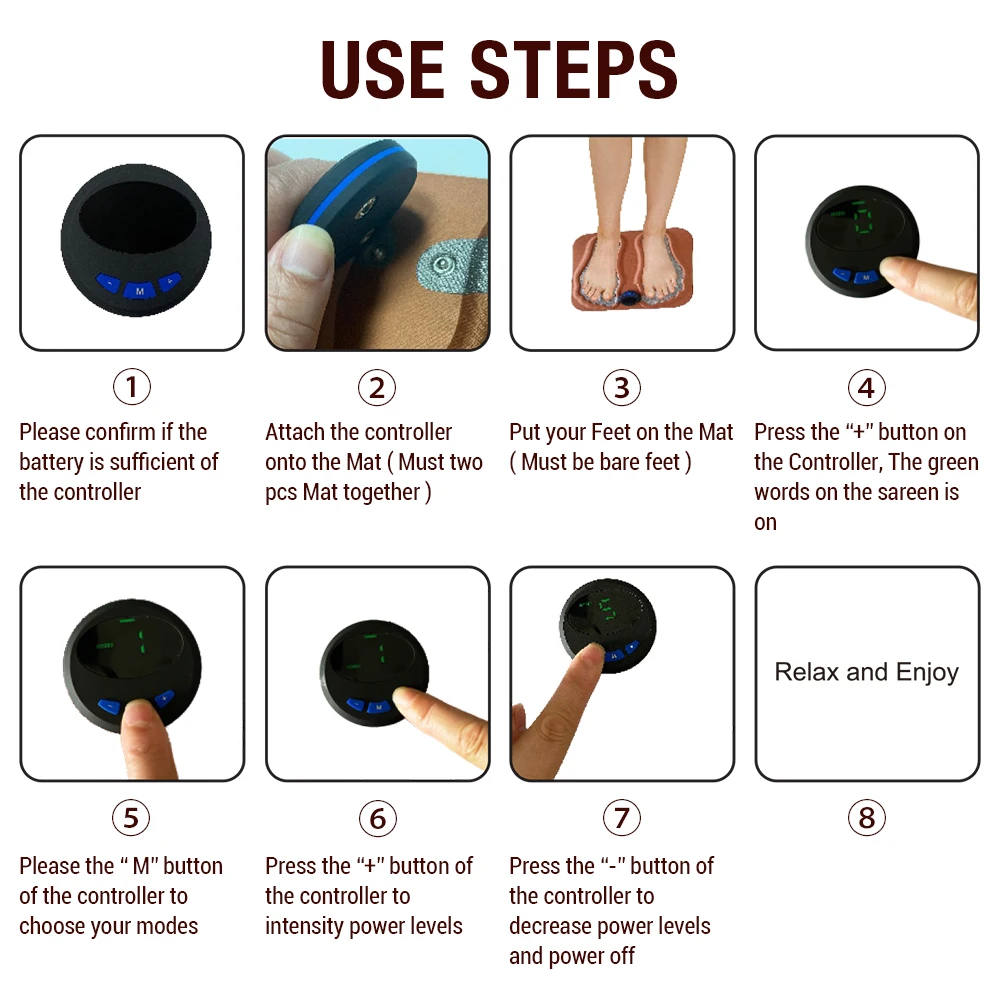 3D Smart Foot Massage Pad Feet Massager 6 Modes 15 LevelsImprove Blood Circulation Relax Muscles Slim Legs Rechargeable