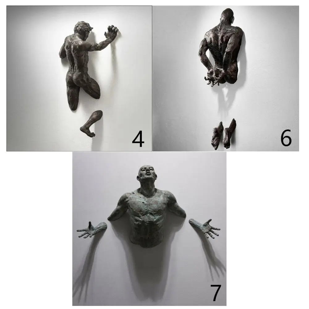 3D Through Wall Figure Sculpture Resin Electroplating Imitation Copper Abstract Character Ornament Statue Living Room 3D Through Wall Figure Sculpture Resin Electroplating Imitation Copper Abstract Character Ornament Statue Living Room