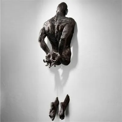 3D Through Wall Figure Sculpture Resin Electroplating Imitation Copper Abstract Character Ornament Statue Living Room 3D Through Wall Figure Sculpture Resin Electroplating Imitation Copper Abstract Character Ornament Statue Living Room