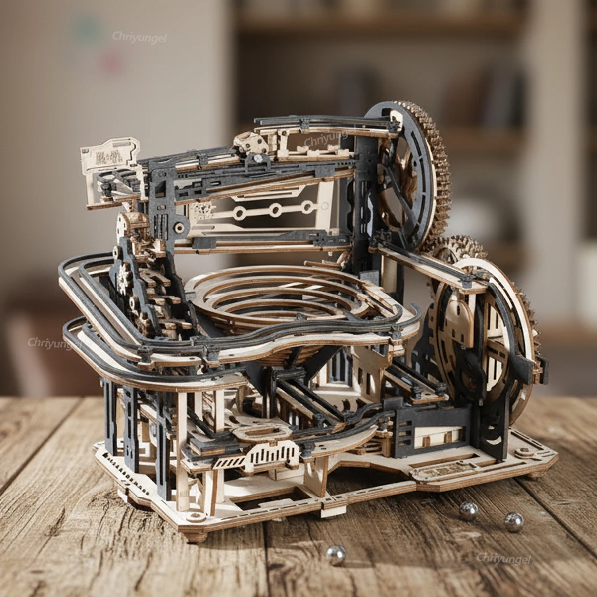 3D Wooden Marble Run Puzzle DIY Building Model Kits Rolling Ball Track Brain Teaser Game Gift for Adults Teens Kids