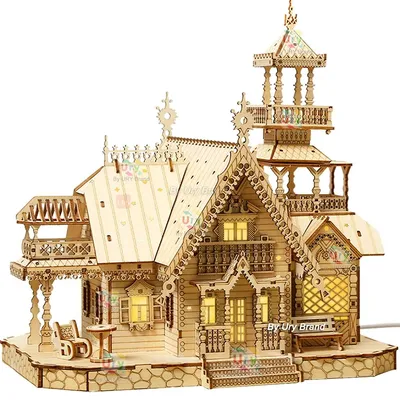 3D Wooden Puzzle Villa House Royal Castle with Light Assembly Toy Kid Adult DIY Model Kits Desk Decoration for Gift 3D Wooden Puzzle Villa House Royal Castle with Light Assembly Toy Kid Adult DIY Model Kits Desk Decoration for Gift
