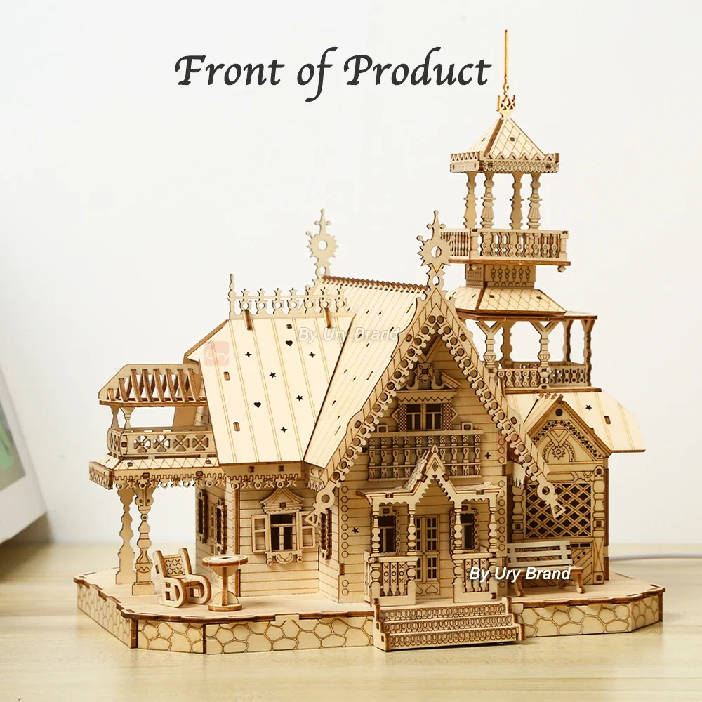 3D Wooden Puzzle Villa House Royal Castle with Light Assembly Toy Kid Adult DIY Model Kits Desk Decoration for Gift 3D Wooden Puzzle Villa House Royal Castle with Light Assembly Toy Kid Adult DIY Model Kits Desk Decoration for Gift