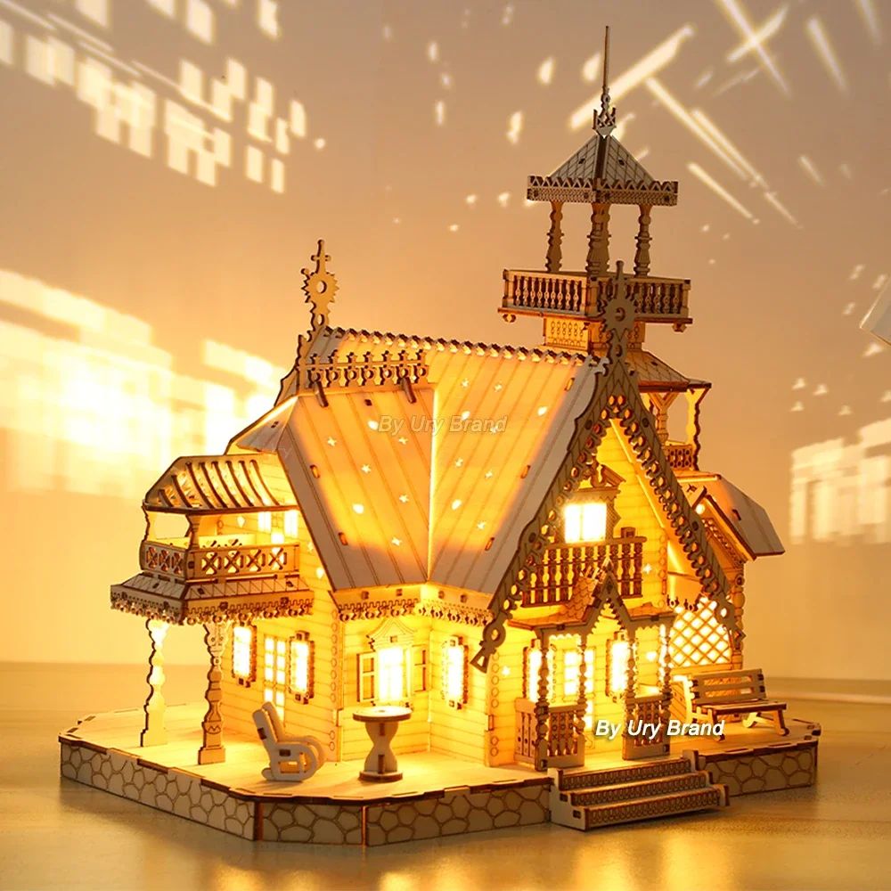 3D Wooden Puzzle Villa House Royal Castle with Light Assembly Toy Kid Adult DIY Model Kits Desk Decoration for Gift 3D Wooden Puzzle Villa House Royal Castle with Light Assembly Toy Kid Adult DIY Model Kits Desk Decoration for Gift
