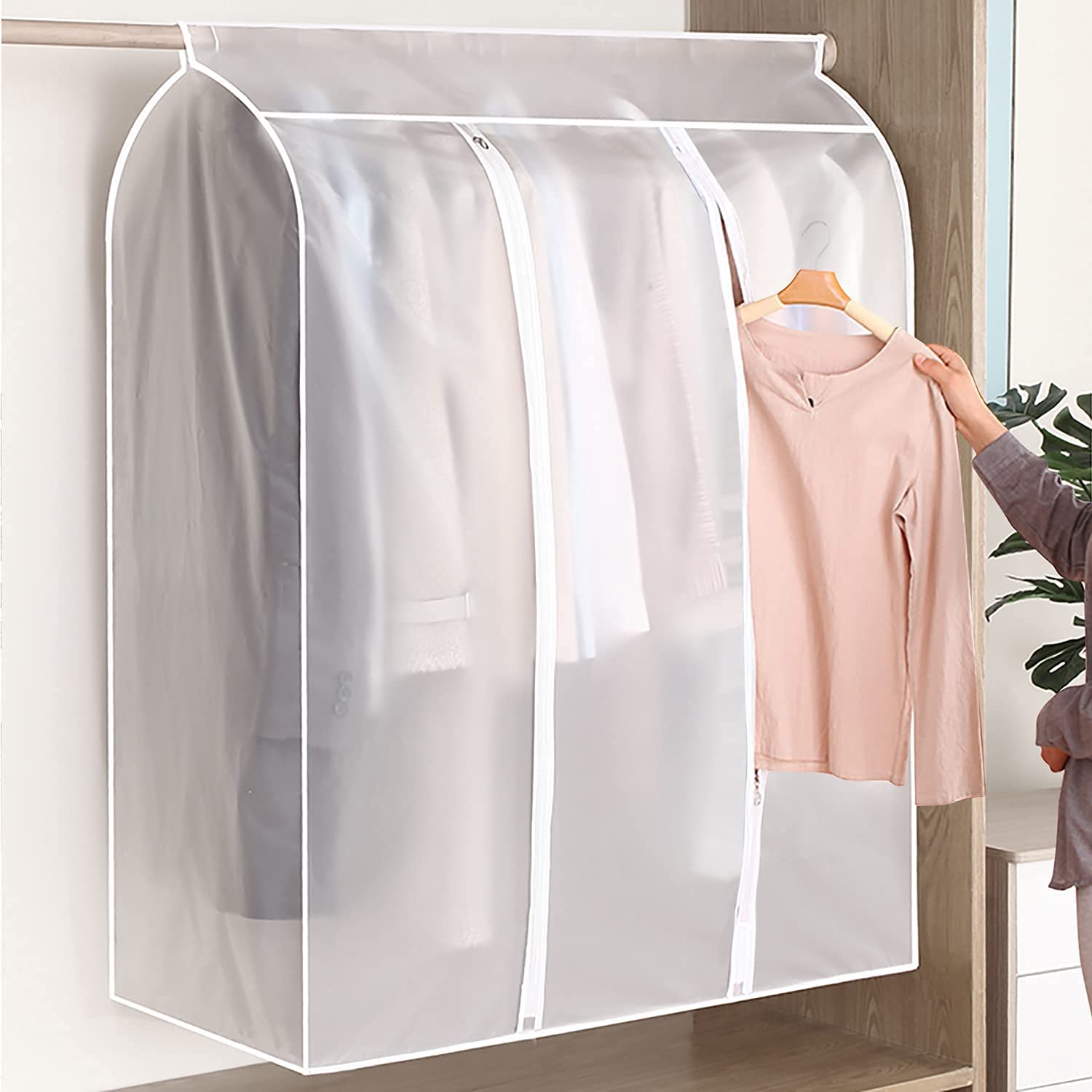 3D Zipper Clothes Dust Cover Clothes Storage Waterproof Dustproof for Garment Suit Protector Organizer Wardrobe Storage