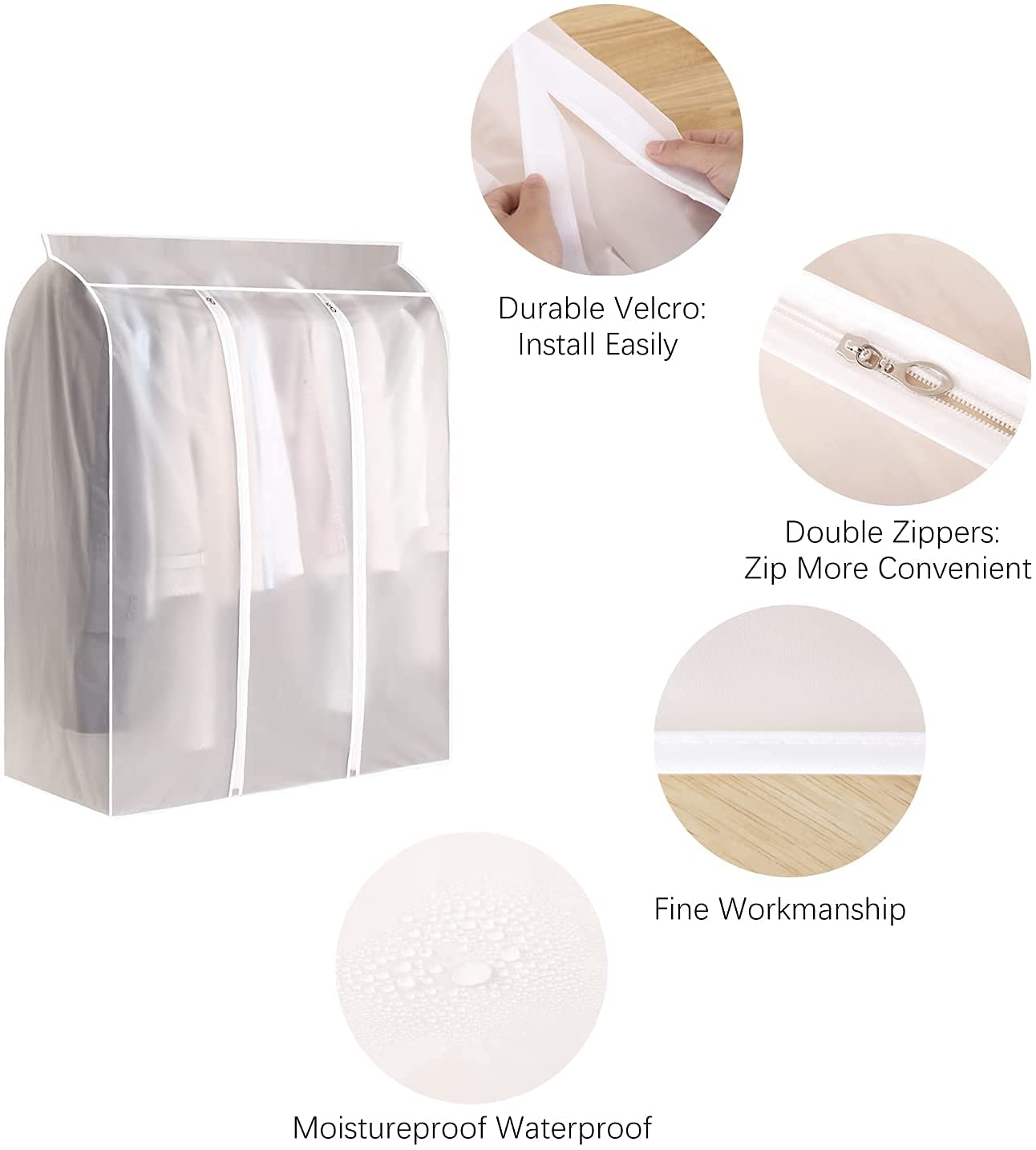 3D Zipper Clothes Dust Cover Clothes Storage Waterproof Dustproof for Garment Suit Protector Organizer Wardrobe Storage