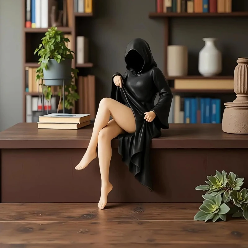 3DGothic Black Robe Queen Figure Bookshelf Sculpture Spooky Sitting Statues Desktop Ornaments Gifts Mysterious 3DGothic Black Robe Queen Figure Bookshelf Sculpture Spooky Sitting Statues Desktop Ornaments Gifts Mysterious