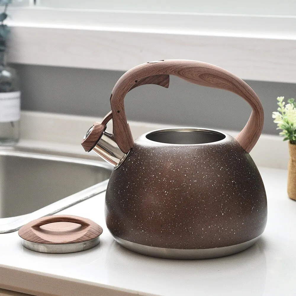 3L Stainless Steel Whistling Tea Kettle Pot With Heat-Proof Handle For Gas Induction Cookers 3L Stainless Steel Whistling Tea Kettle Pot With Heat-Proof Handle For Gas Induction Cookers