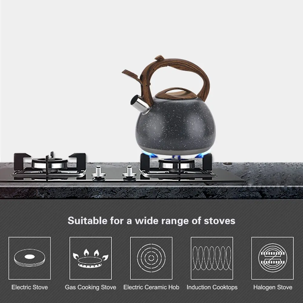 3L Stainless Steel Whistling Tea Kettle Pot With Heat-Proof Handle For Gas Induction Cookers 3L Stainless Steel Whistling Tea Kettle Pot With Heat-Proof Handle For Gas Induction Cookers
