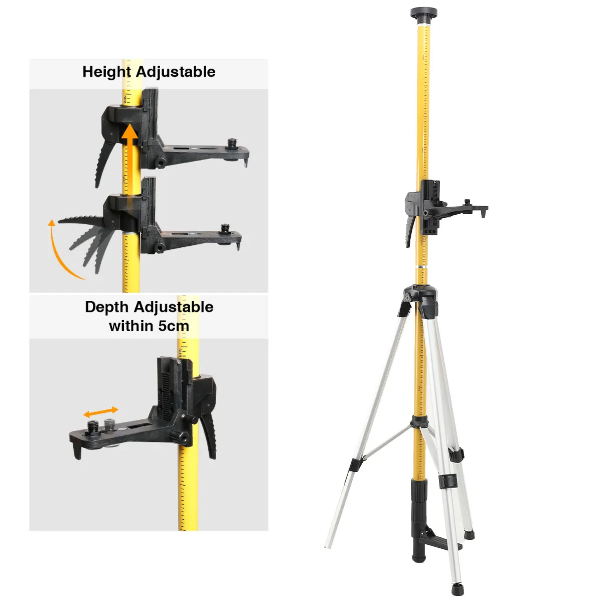 3m Laser Mounting Pole Multi Function Fine Tuning Laser Telescopic Rod with Base Leveling Tool for Rotary and Line