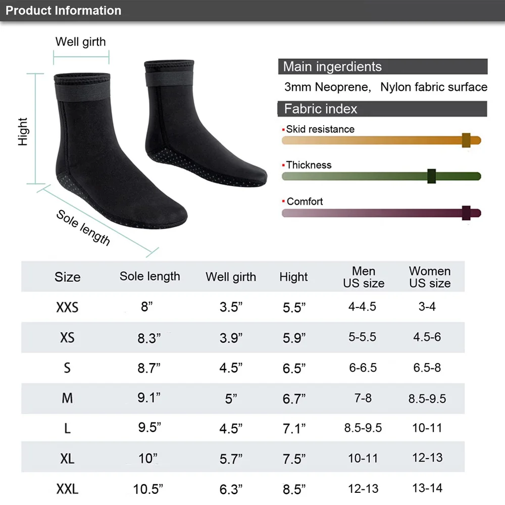 3mm Neoprene Diving Socks Wetsuit Shoes Non-slip Adult Warm Patchwork Elasticity Diving Surfing Boots for Swimming