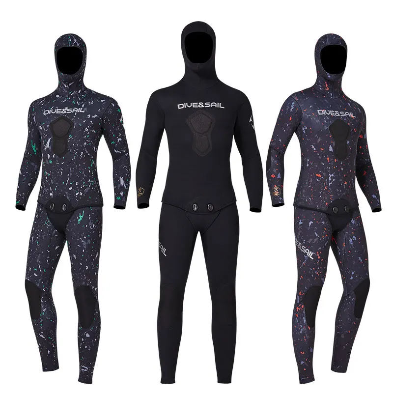3MM/5MM/7MM CR Neoprene Wetsuit Open Cell Free Diving Suit Camouflage Fullsuit Mens Snorkeling Swimming Spearfishing