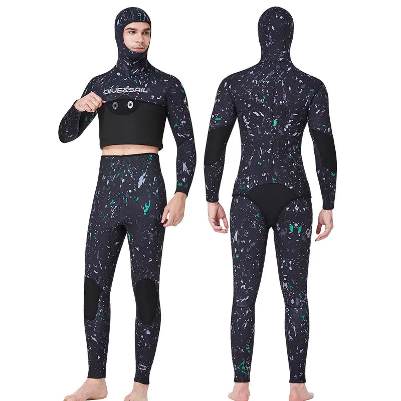 3MM/5MM/7MM CR Neoprene Wetsuit Open Cell Free Diving Suit Camouflage Fullsuit Mens Snorkeling Swimming Spearfishing