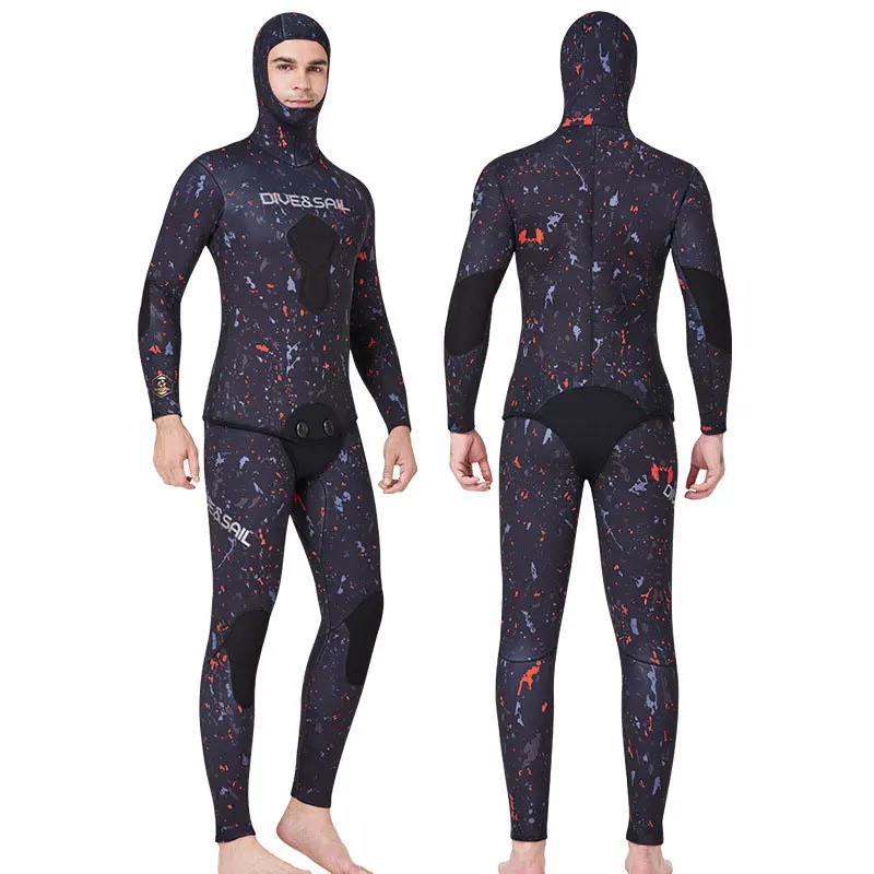 3MM/5MM/7MM CR Neoprene Wetsuit Open Cell Free Diving Suit Camouflage Fullsuit Mens Snorkeling Swimming Spearfishing