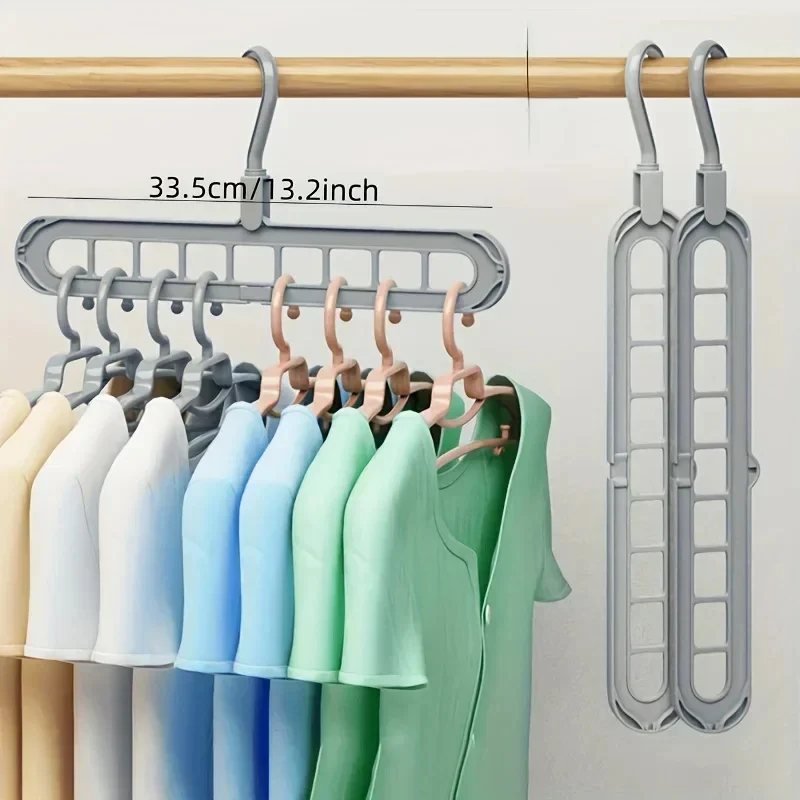 3Pcs 9-Hole Foldable Clothes Hangers Plastic Heavy Duty Space Saving Organizer Hangers For Clothes Home Closet Wardrobe