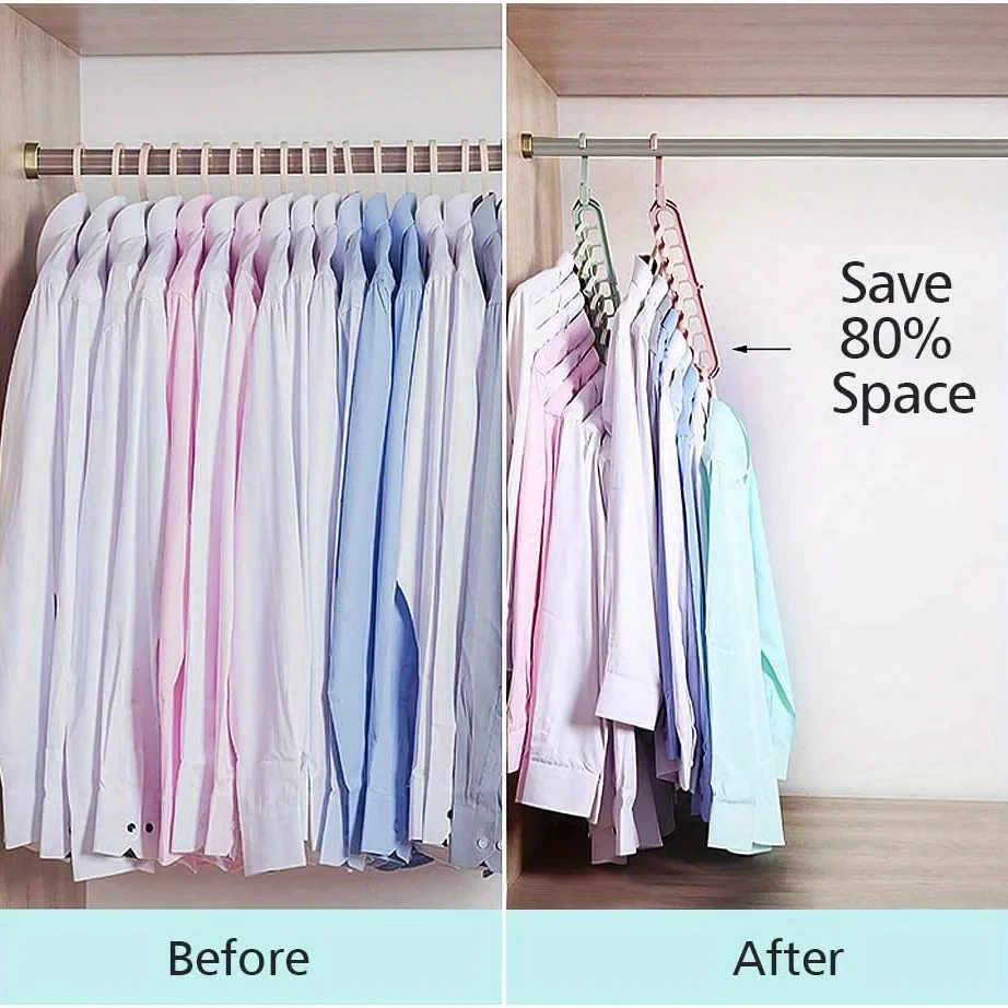 3Pcs 9-Hole Foldable Clothes Hangers Plastic Heavy Duty Space Saving Organizer Hangers For Clothes Home Closet Wardrobe