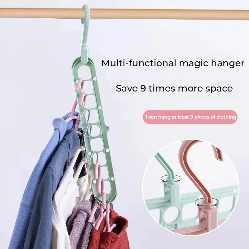 3Pcs 9-Hole Foldable Clothes Hangers Plastic Heavy Duty Space Saving Organizer Hangers For Clothes Home Closet Wardrobe
