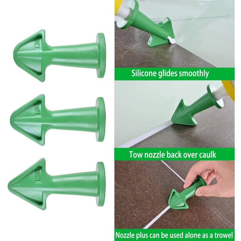 3pcs Caulk Nozzle Applicator Silicone Caulking Tools Sealant Finishing Grout Kit Smooth Scraper Floor Cleaning Tile