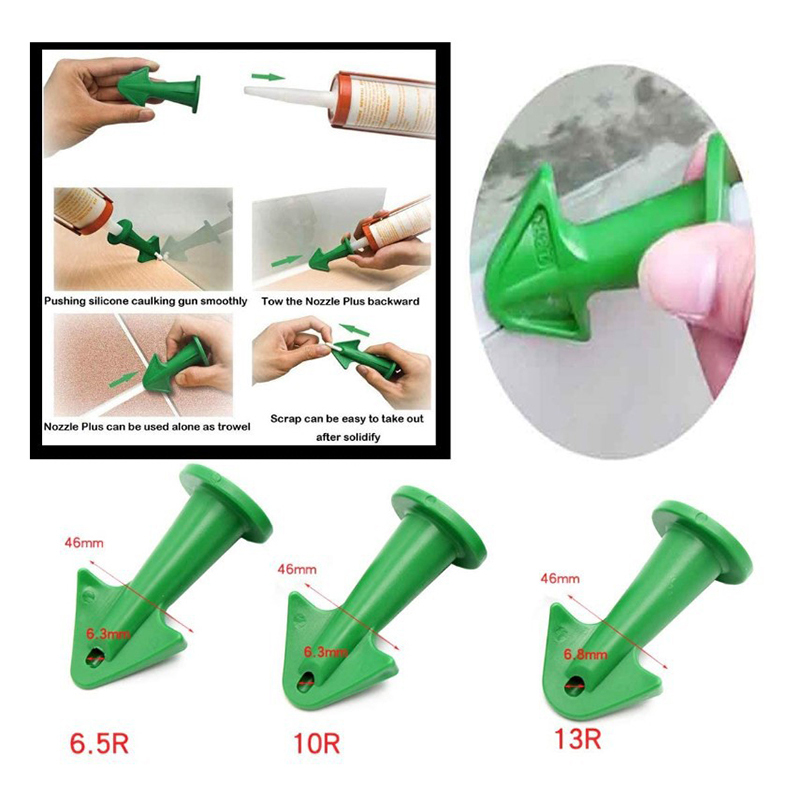 3pcs Caulk Nozzle Applicator Silicone Caulking Tools Sealant Finishing Grout Kit Smooth Scraper Floor Cleaning Tile
