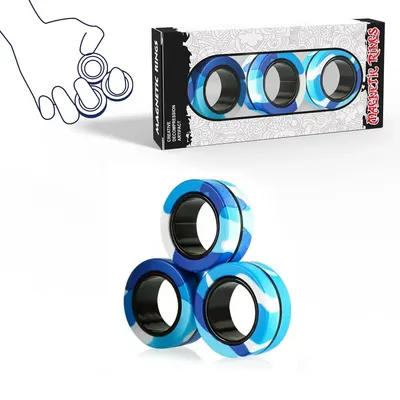 3Pcs Fidget Magnetic Ring Toys Fingers Magnet Rings ADHD Stress Relief Magical Spinner Toys for Adult Kids Anxiety