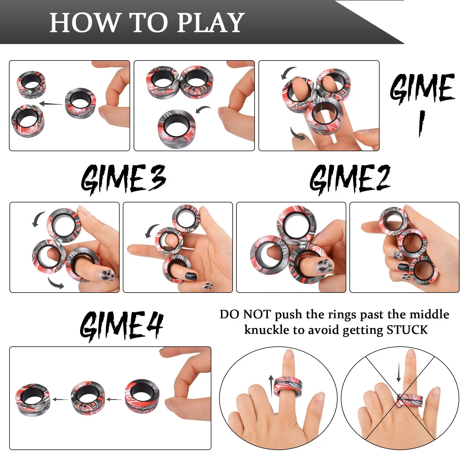 3Pcs Fidget Spinner Magnetic Ring Toys Fingers Magnet Rings ADHD Stress Relief Magical Toys for Adult Kids Anxiety 3Pcs Fidget Spinner Magnetic Ring Toys Fingers Magnet Rings ADHD Stress Relief Magical Toys for Adult Kids Anxiety